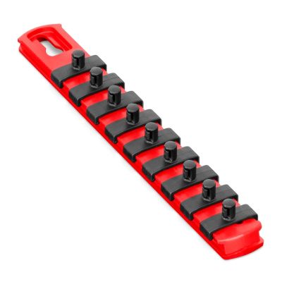 ERN8410M image(0) - Ernst Mfg. 8” Magnetic Socket Organizer with 9 Socket Clips - Red - 1/4”