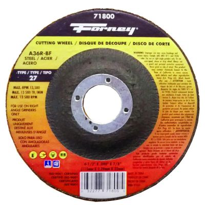 FOR71800 image(0) - Forney Industries Cut-Off Wheel, Metal, Type 27, 4-1/2 in x .090 in x 7/8 in
