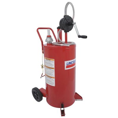 LIN3675 image(0) - Lincoln Lubrication Steel Fuel Caddy with 2-Way Rotary Pump and 7' Hose, 25 Gallon, Red