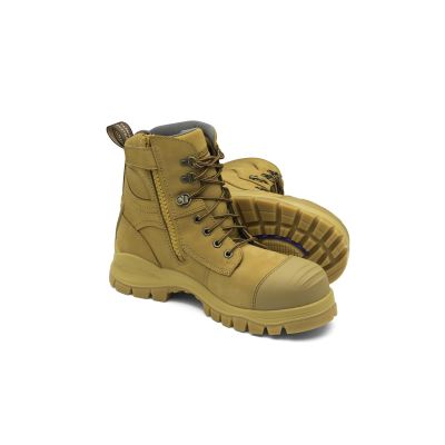 BLU992-105 image(0) - Blundstone Steel Toe Lace Up Side Zip, Water Resistant, Bump Cap, Wheat, AU size 10.5, US size 11.5