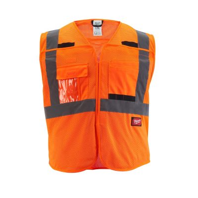 MLW48-73-5128 image(0) - Milwaukee Tool Class 2 Breakaway High Visibility Orange Mesh Safety Vest - 4XL/5XL