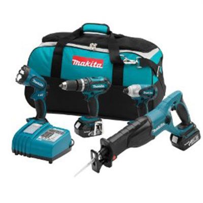 MAKLXT407 image(0) - Makita 18V LXT 4-Pc Combo Kit (LXPH01 + BJR182Z + LXDT04Z + BML185 + Bag)