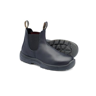 BLU179-075 image(0) - Steel Toe Slip-On Elastic Side Boots w/ Kick Guard, Black, AU size 7.5, US size 8.5