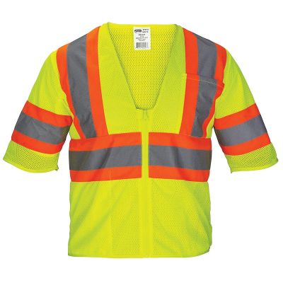 SAS690-2223 image(0) - Class-3 Mesh Yellow Safety Vest w/ Front Zipper, XXXXL