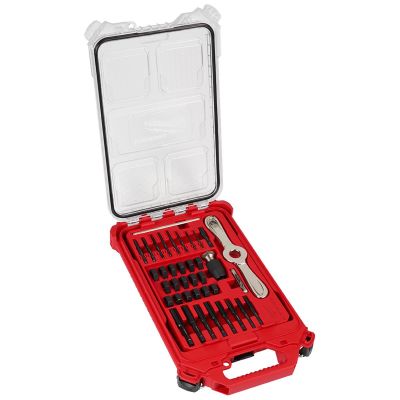 MLW49-22-5604 image(0) - Milwaukee Tool 38PC SAE Tap & Die PACKOUT Set w/ Hex-LOK 2-in-1 Handle