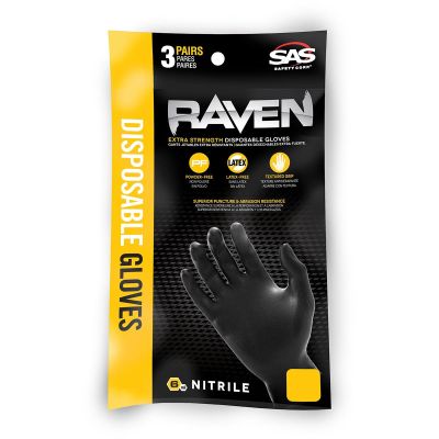 SAS66511-CS image(0) - SAS Safety Clipstrip of Raven Black PF Extra-Strength Black Disp. Gloves, L (pk of 25)