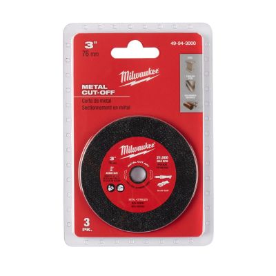 MLW49-94-3000 image(0) - Milwaukee Tool 3-PK, 3" METAL CUT OFF WHEEL MAX 20,000 RPM