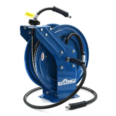 BLBPWR38100-CP image(0) - BluBird BluShield 3/8" Pressure Washer Hose Reel with 4100PSI Aramid Braided Hose, Quick Connect Coupler, 6' Lead-in Hose, Dual Arm Heavy Duty - 100 Feet