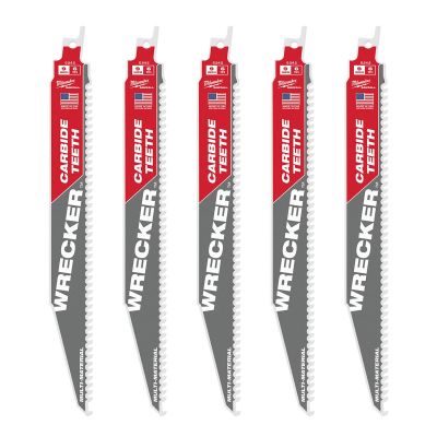 MLW48-00-5542 image(0) - Milwaukee Tool 9" 6 TPI THE WRECKER with Carbide Teeth SAWZALL Blade 5 PK