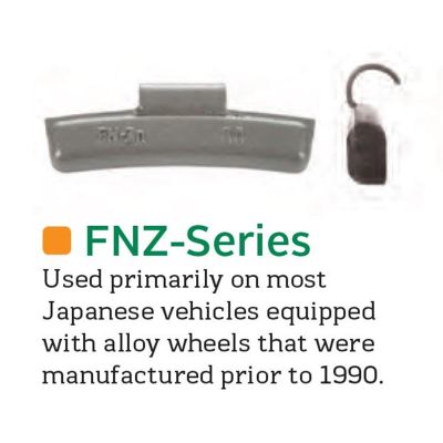 PWWFN035Z image(0) - Wegmann Automotive 35 g Zinc Coated Clip-on FNZ Orange Series Wheel Weight (Box of 25)