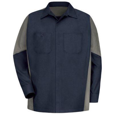 VFISY10CR-RG-XL image(0) - Workwear Outfitters Men's Long Sleeve Two-Tone Crew Shirt Charcoal/Royal Blue, XL