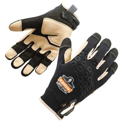 ERG17144 image(0) - 710LTR L Black Heavy-Duty Leather-Reinf Gloves