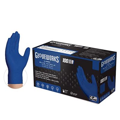 AMXGWRBN46100 image(0) - Gloveworks Royal Blue Nitrile Raised Diamond Texture Disposable Gloves, Size Large
