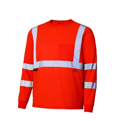 SRWV1054250U-4XL image(0) - Pioneer Pioneer - Birdseye Long-Sleeved Safety Shirt - Hi-Viz Orange - Size 4XL
