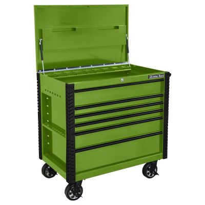 EXTEX4106TCGNBK image(0) - 41 in. 6-Drawer Tool Cart w/Bumpers, Lime Green w/