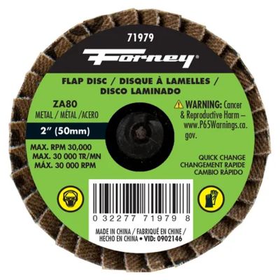 FOR71979-5 image(0) - Forney Industries Quick Change Flap Disc, 80 Grit, 2 in 5 PK