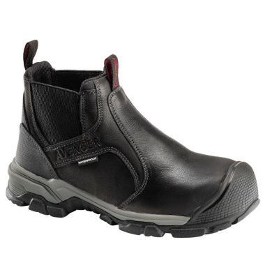 FSIA7341-11M image(0) - Avenger Work Boots Ripsaw Romeo Series - Men's Mid-Top Slip-On Boots - Aluminum Toe - IC|EH|SR|PR - Black/Black - Size: 11M