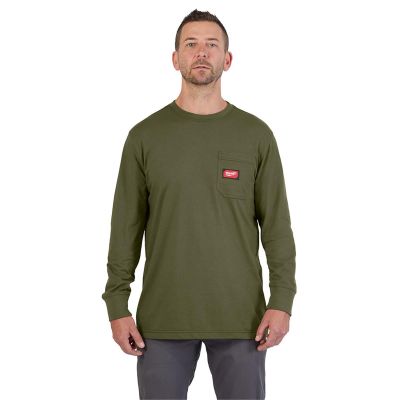 MLW606GN-S image(0) - Milwaukee Tool GRIDIRON Pocket T-Shirt - Long Sleeve Green S