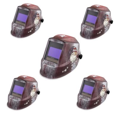 JCK47103-5PK image(0) - Jackson Safety Jackson Safety - Quantity 5 Pack - Welding Helmet - Auto Darkening - Nylon - 3.94" x 2.36" Viewing Area - Shade 4/5-13 Variable ADF 1/1/1/1 - 370 Speed Dial Headgear - Freedom Graphics