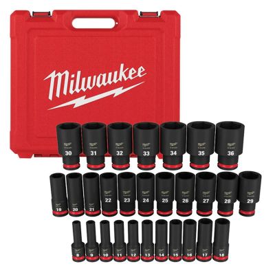 MLW49-66-7015 image(0) - Milwaukee Tool 29PC SHOCKWAVE Impact Duty 1/2" Drive Metric Deep 6 Point Socket Set