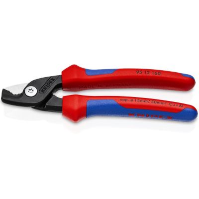 KNP95-12-160 image(0) - KNIPEX 6 1/4" Cable Shears with StepCut Cutting Edges  w/Multi-Component Handle