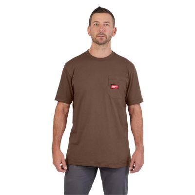 MLW605BR-S image(0) - Milwaukee Tool GRIDIRON Pocket T-Shirt - Short Sleeve Brown S