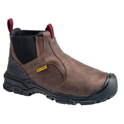 FSIA7342-8.5W image(0) - Avenger Work Boots Ripsaw Romeo Series - Men's Mid-Top Slip-On Boots - Aluminum Toe - IC|EH|SR|PR|MT - Brown/Black -Size: 8.5W