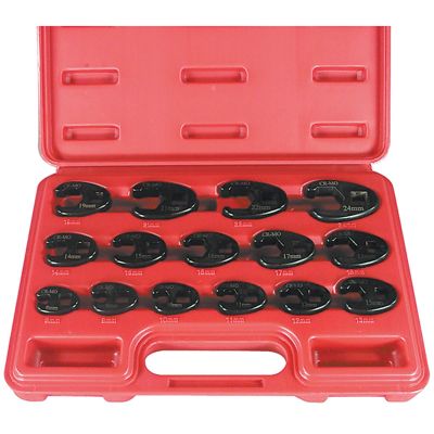 AST7115 image(0) - Astro Pneumatic 15PC METRIC FLARE CROWFOOT WRENCH SET 8MM-24MM