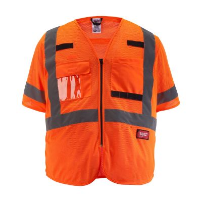 MLW48-73-5135 image(0) - Milwaukee Tool Class 3 High Visibility Orange Mesh Safety Vest - S/M