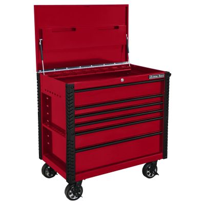 EXTEX4106TCRDBK image(0) - Extreme Tools 41 in. 6-Drawer Tool Cart w/Bumpers, Red w/Black-D