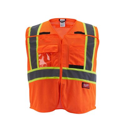 MLW48-73-5178 image(0) - Milwaukee Tool Class 2 Breakaway High Visibility Orange Mesh Safety Vest - 4XL/5XL (CSA)