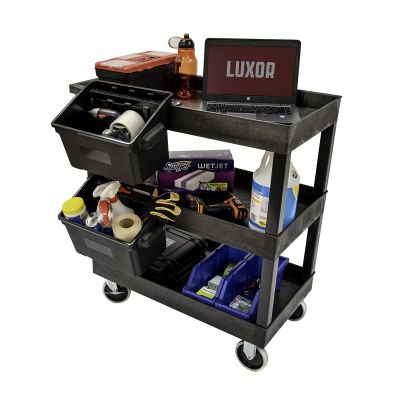 LUXEC111-B-OUTRIG image(0) - Luxor 32" x 18" Tub Cart - Three Shelves with Outrigger