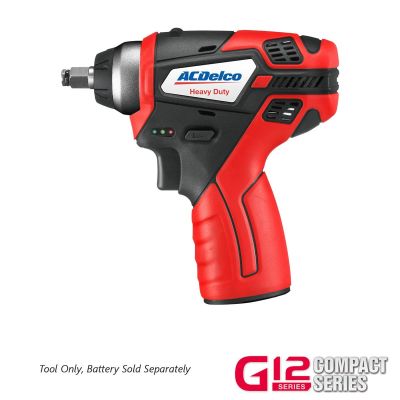 ACDARI12104T image(0) - ACDelco G12 Series 12V Cordless Li-ion 3/8" 90 ft-lbs. Impact Wrench - Bare Tool Only