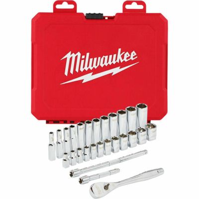 MLW48-22-9504 image(0) - Milwaukee Tool 1/4 in. Drive 28 pc. Ratchet & Socket Set - Metric