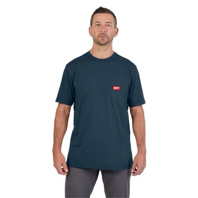 MLW605BL-S image(0) - Milwaukee Tool GRIDIRON Pocket T-Shirt - Short Sleeve Blue S
