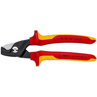 KNP9518160SBA image(0) - Cable Shears with StepCut Cutting Edges - 1000 V Insulated, packaged in clam shell