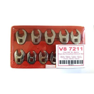 V8T7211 image(0) - V-8 Tools 11 PC 3/8" DR. METRIC CROWFOOT WRENCH SET