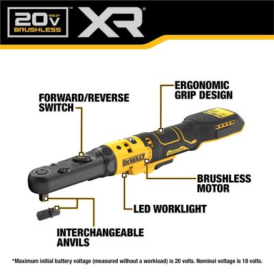 DWTDCF510B image(1) - DeWalt 20V MAX* XR 3/8" and 1/2" Sealed Head Ratchet (Tool Only)