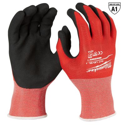 MLW48-22-8900 image(0) - Milwaukee Tool Red Nitrile Level 1 Cut Resistant Dipped Work Gloves, Small