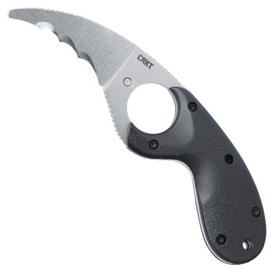 CRK2511 image(0) - CRKT (Columbia River Knife) Bear Claw™ Black w/Veff Serrations Fixed Blade Knife with Sheath: Hawkbill with AUS 8 Steel Blade, Glass-Reinforced Nylon Handle