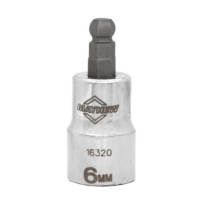 MAY16320 image(0) - Mayhew Mayhew 6 MM Metric Ball Hex Short Insert Socket Bit, 3/8-Inch Drive