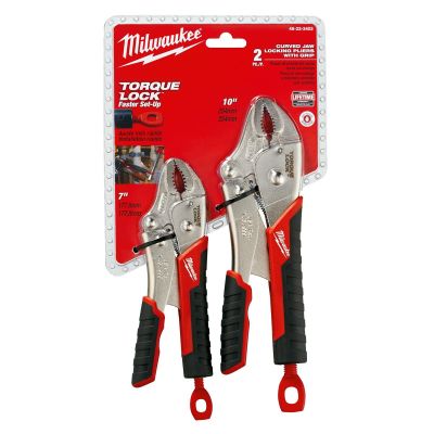 MLW48-22-3402 image(0) - Milwaukee Tool 2 Pc. 7" & 10" TORQUE LOCK CURVED JAW LOCKING PLIERS SET WITH GRIP