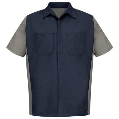 VFISY20NG-SS-XL image(0) - Workwear Outfitters Men's Short Sleeve Two-Tone Crew Shirt Navy/Grey, XL