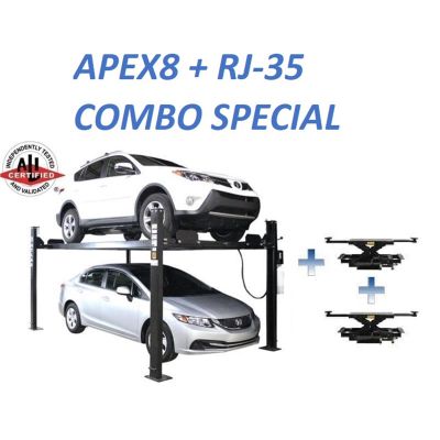 ATEATTD-APEX8-COMBO image(0) - Atlas Automotive Equipment Atlas Equipment ALI Certified APEX 8 4 Post Lift + RJ35 Sliding Jacks Combo (WILL CALL)