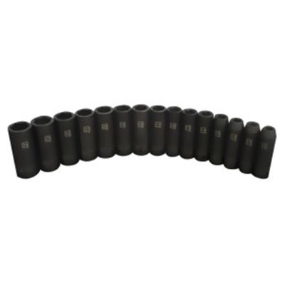 JSP78279 image(0) - J S Products 15 pc. 1/2 in. Drive Deep 6pt Impact Metric socket set