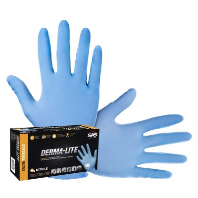 SAS6608 image(0) - SAS Safety 100-pk of Derma-Lite Lightly Powdered Nitrile Glove, L