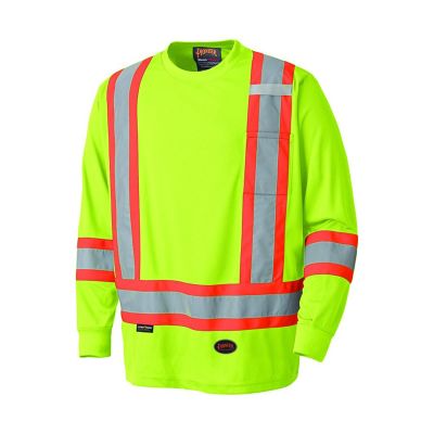 SRWV1051260U-L image(0) - Pioneer Pioneer - Birdseye Long-Sleeved Safety Shirt - Hi-Viz Yellow/Green - Size Large
