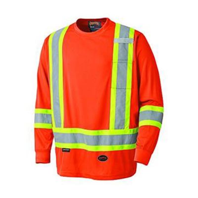 SRWV1051250U-2XL image(0) - Pioneer Pioneer - Birdseye Long-Sleeved Safety Shirt - Hi-Viz Orange - Size 2XL