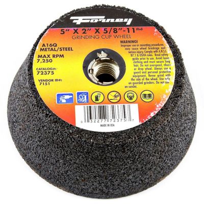 FOR72375 image(0) - Forney Industries Cup Wheel, Metal, 5 in x 5/8 in-11