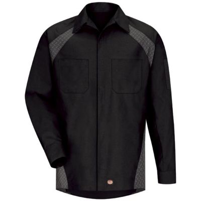 VFISY16BD-RG-S image(0) - Workwear Outfitters Men's Long Sleeve Diamond Plate Shirt Black